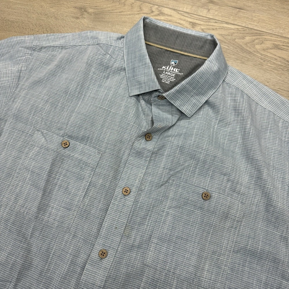 Kuhl S/S Button Up‎ Shirt Camp Granola STAINS Mens Sz L